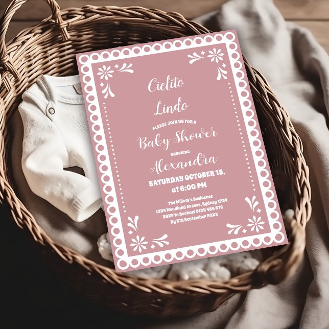 Pink Mexican Cielito Lindo Baby Shower  Invitation (Creator Uploaded)