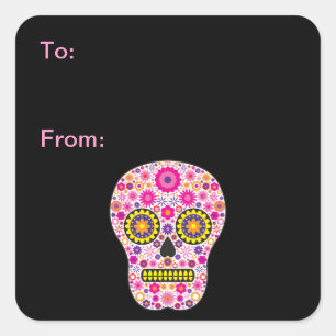 Pink Mexican Sugar Skull Gift Tags