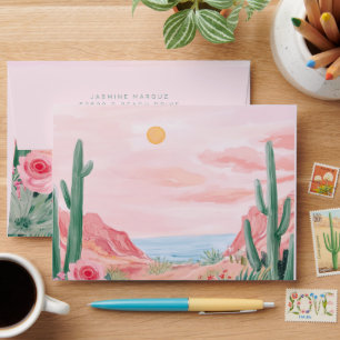 Pink Mexico Destination Wedding  Envelope