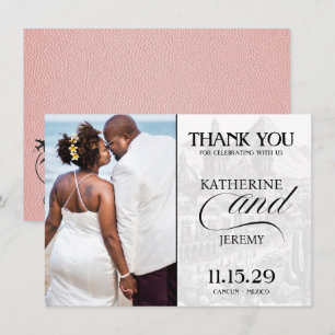 Pink Mexico Passport Thank You Card