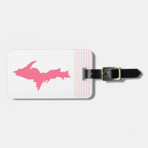 Pink Michigan Upper Peninsula Luggage Tag