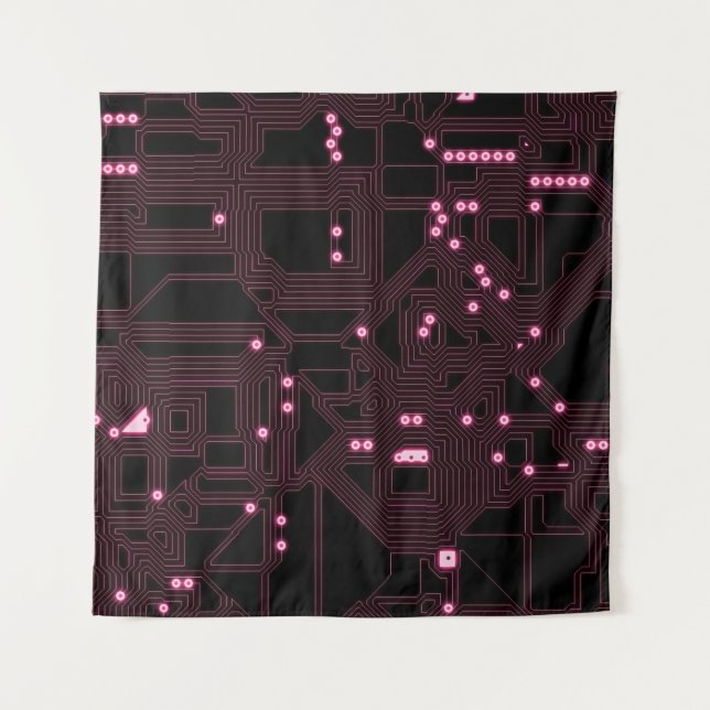 pink micro chip circuit backgroundbackground,3d,ab tapestry (Front)
