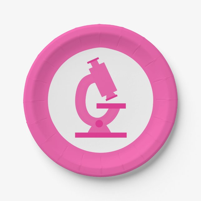 Pink Microscope Science Party Paper Plate (Front)