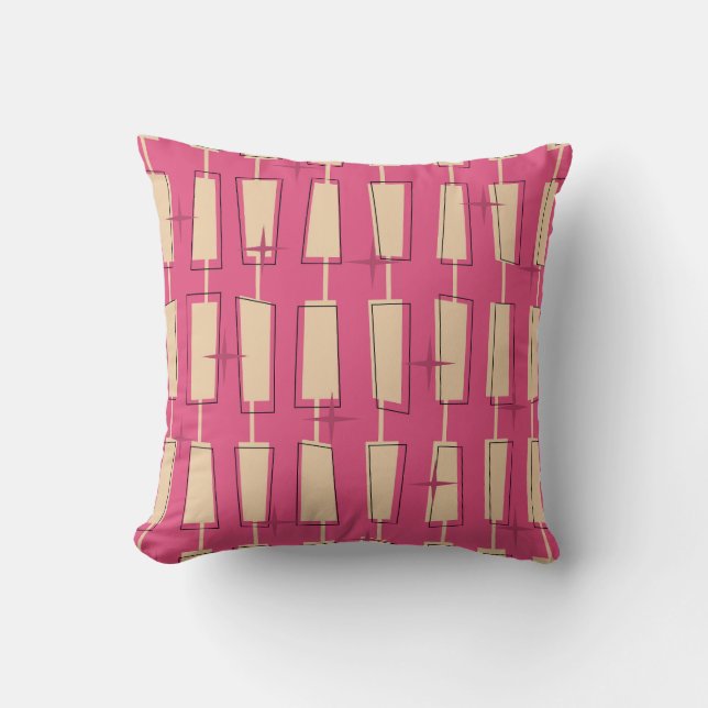 Pink Mid Century Modern Atomic Blocks Throw Pillow (Front)