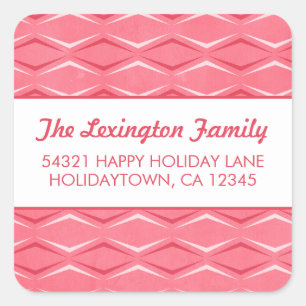 Pink Mid Century Modern Holiday Address Square Sticker