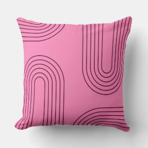 pink mid century modern retro mod geometric throw pillow