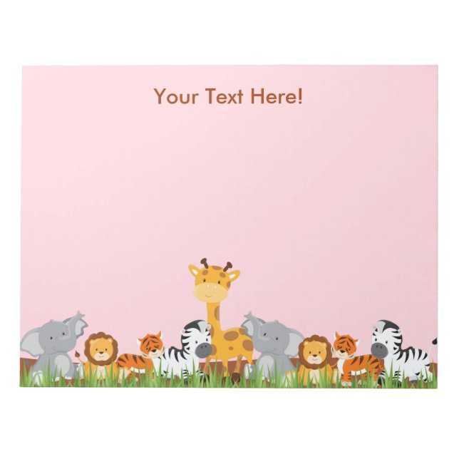 Pink mignon Jungle Baby Animals Bloc-notes (Devant)
