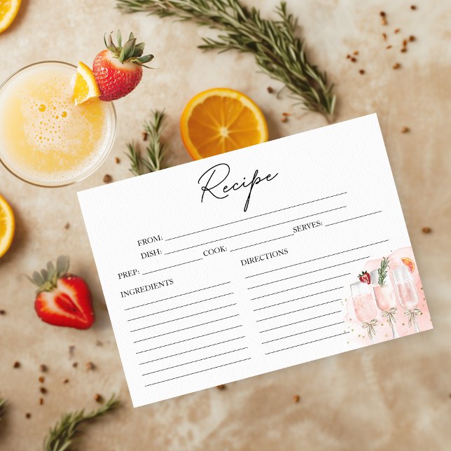 Pink Mimosa Bridal Shower Recipe Card (Creator Uploaded)