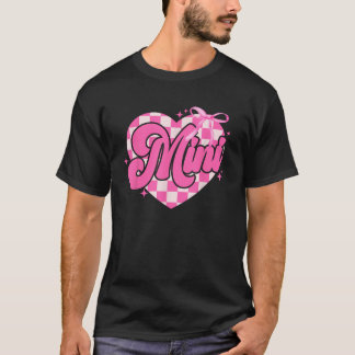 Pink Mini Chequered Coquette Bow Cute Mom Valentin T-Shirt
