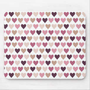 Pink Mini Hearts and Plum Romantic Love Motif Mouse Pad