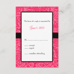 Pink Mini Paisley Wedding Invitation RSVP