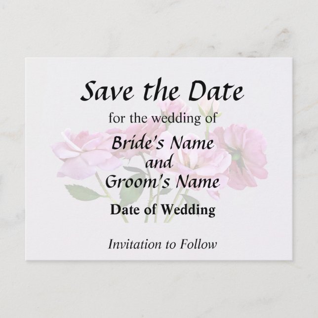 Pink Miniature Roses Wedding Supplies Announcement Postcard (Front)