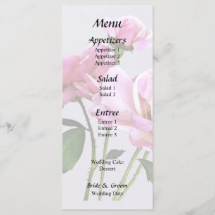 Pink Miniature Roses Wedding Supplies Menu