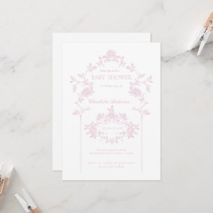 Pink Minimal Baby Shower Invitation