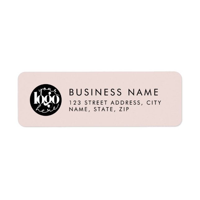 Pink Minimal Custom Business Logo Return Address  (Front)