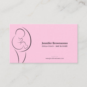 Pink Minimal Doula Birth Coach Pregnant Business Card