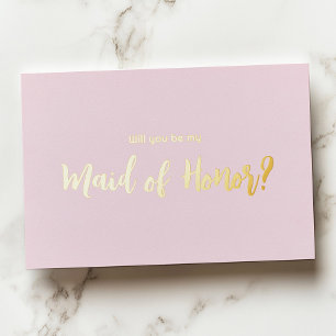 Pink Minimal Gold Foil Bridesmaid Proposal Card