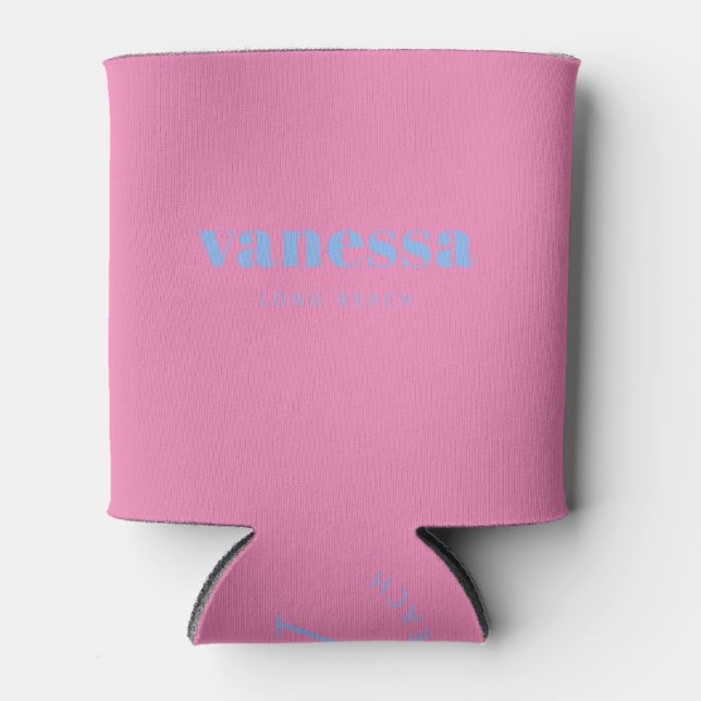 Pink Minimal Modern Classic Name Can Cooler (Front)
