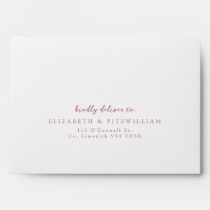 Pink Minimal Script Self-Addressed Cherry Blossom  Envelope