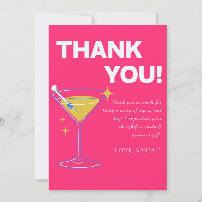 Pink Minimalist 30th Birthday Thank You Cards    (Front)