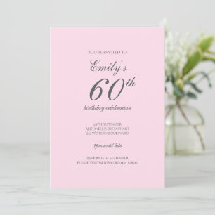 Pink Minimalist 60th Birthday Party Invitation
