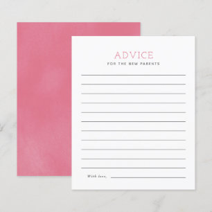 Pink Minimalist Baby Shower Advice Card