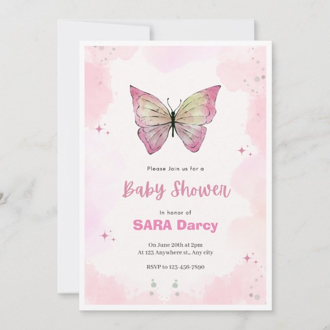 Pink  Minimalist Baby Shower Invitation (Front)