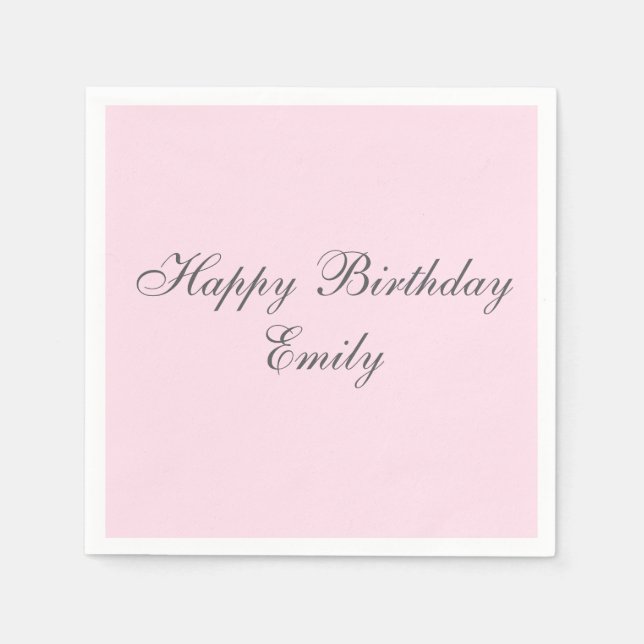 Pink Minimalist Birthday Party Napkins (Front)
