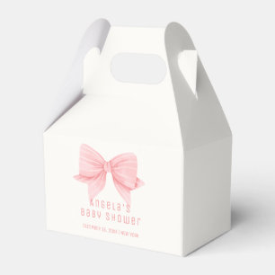 Pink Minimalist Bow Tie Baby Shower Favor Box