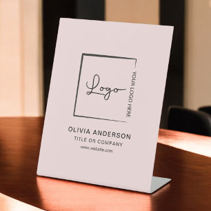 Pink Minimalist Business Logo Professional Modern Pedestal Sign