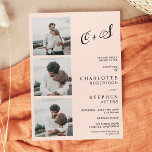 Pink minimalist casual initials photo wedding invitation<br><div class="desc">Modern minimalist casual initials photo wedding,  perfect small wedding ceremony. Add your 4 of your couple photos and initials ,  a simple pastel blush pink wedding theme.</div>
