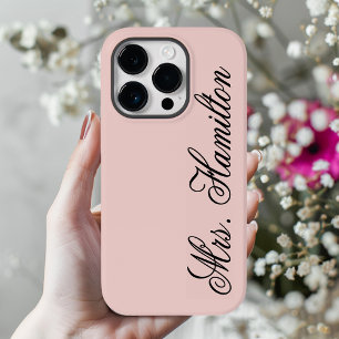 Pink Minimalist Custom Name Phone Case for Women