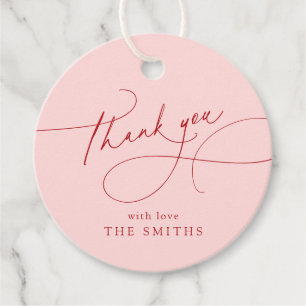 Pink Minimalist Elegant Script Thank You  Favour Tags