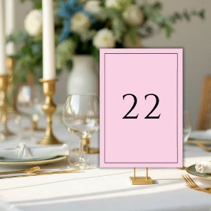 Pink Minimalist Elegant Wedding Table Number