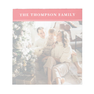 Pink Minimalist Family Photo Notepad