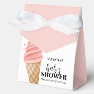 Pink Minimalist Ice Cream Scoop Baby Shower Favor Box