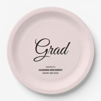 Pink Minimalist Modern Graduation Party Paper Plate