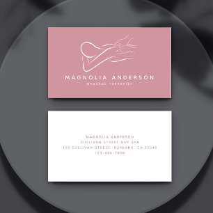 Pink Minimalist Modern   Massage Therapist Business Card