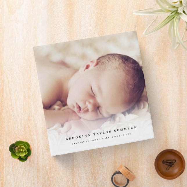 Pink Minimalist Modern New Baby's First Year Photo Binder (In Situ)