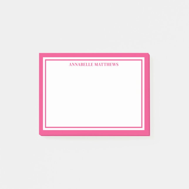Pink Minimalist Monogram Post-it Notes (Front)