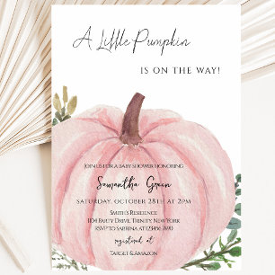 Pink Minimalist Pumpkin Baby Shower Invitation