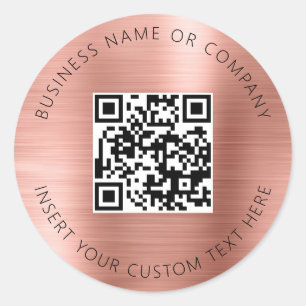 Pink Minimalist QR Code Business Simple Classic Round Sticker