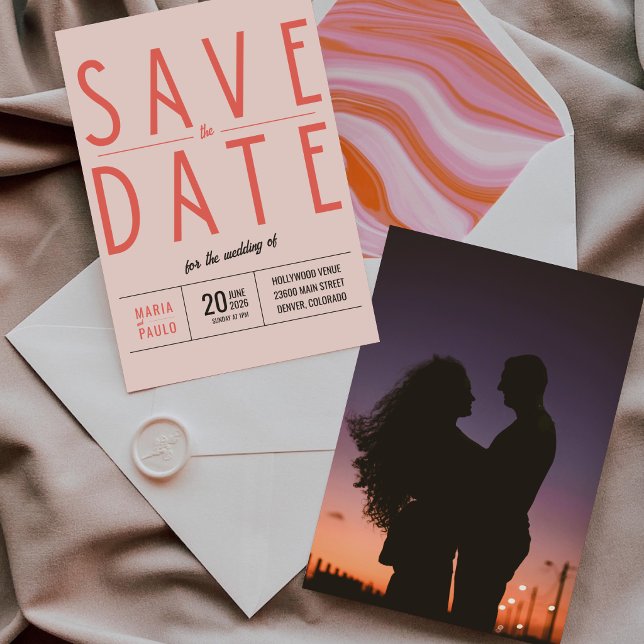 Pink Minimalist Retro Theme Wedding  Save The Date (Creator Uploaded)