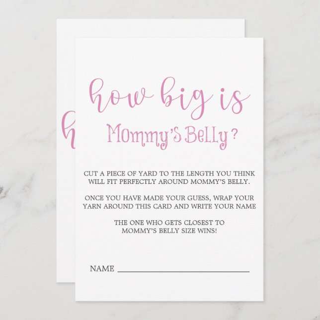 Pink Minimalist Script How Big Is Mommy’s Belly  (Front/Back)