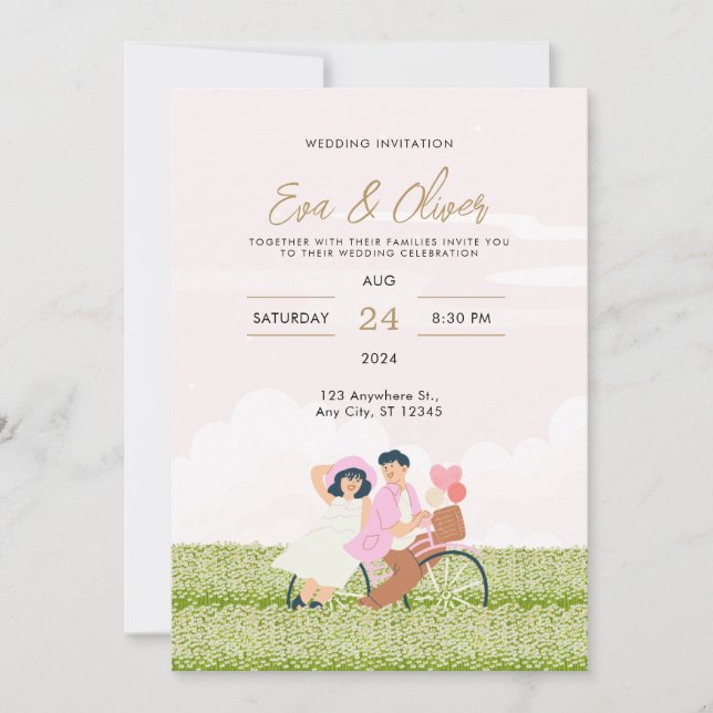 Pink Minimalist Wedding Invitation (Front)