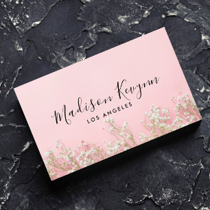 Pink Minimalist Widflower Boho Business Card