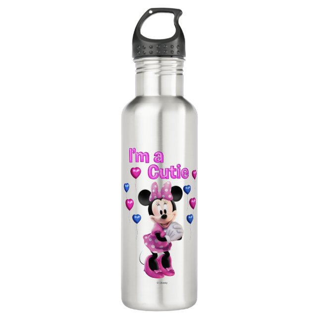Pink Minnie | Cutie with Hearts 710 Ml Water Bottle (Front)