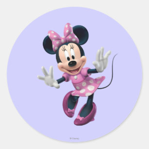 Pink Minnie   Hands Out Classic Round Sticker