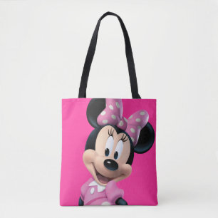 Pink Minnie   Head Outline in Background Tote Bag