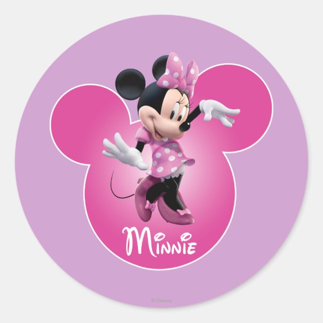 Pink Minnie | Mickey Head Icon Classic Round Sticker (Front)
